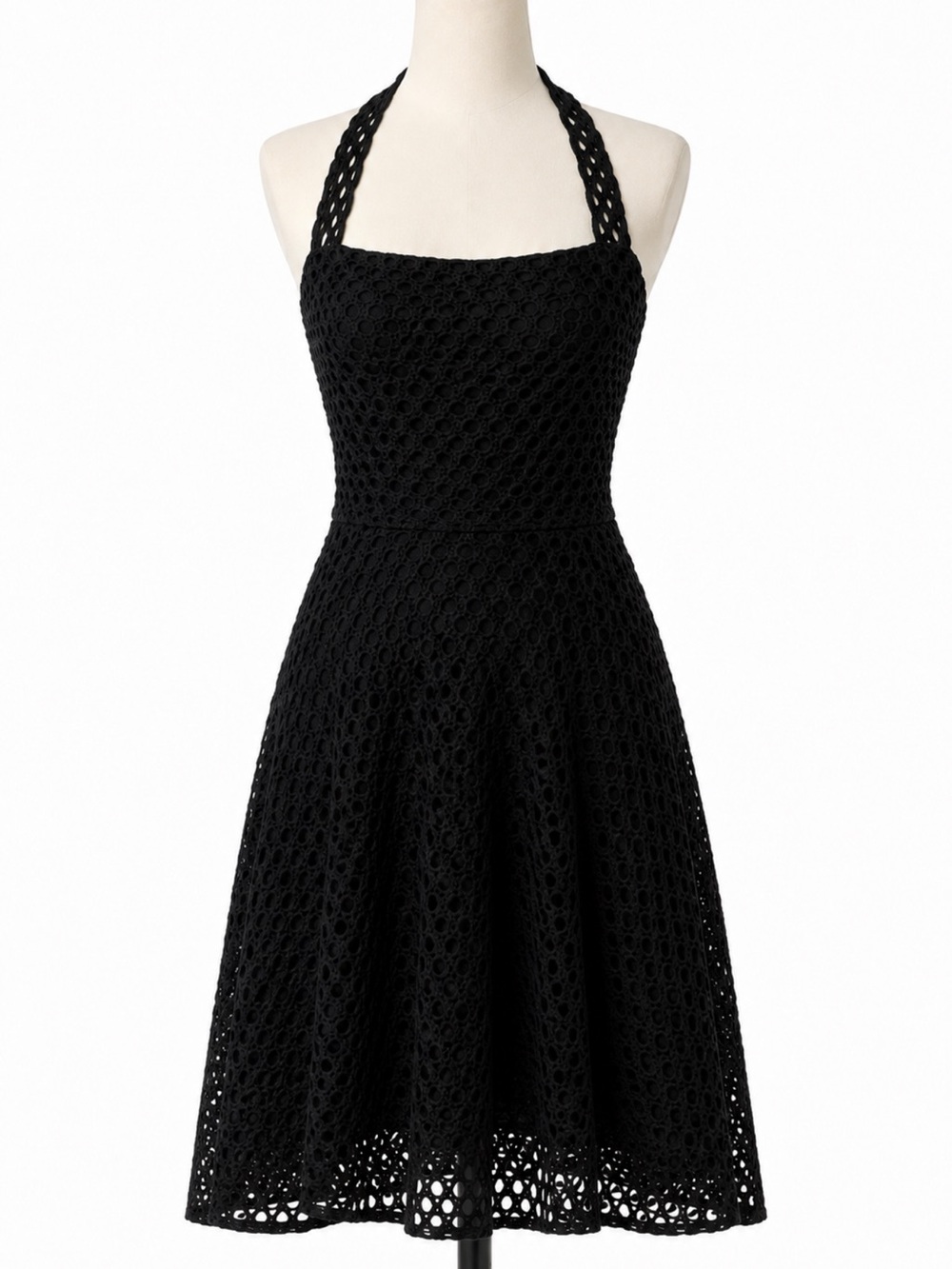 Weston Anthropologie Black Crochet Halter Dress M
